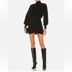 Retrofete Althea Dress in Black size XL Exposed back zipper Padded shoulders.